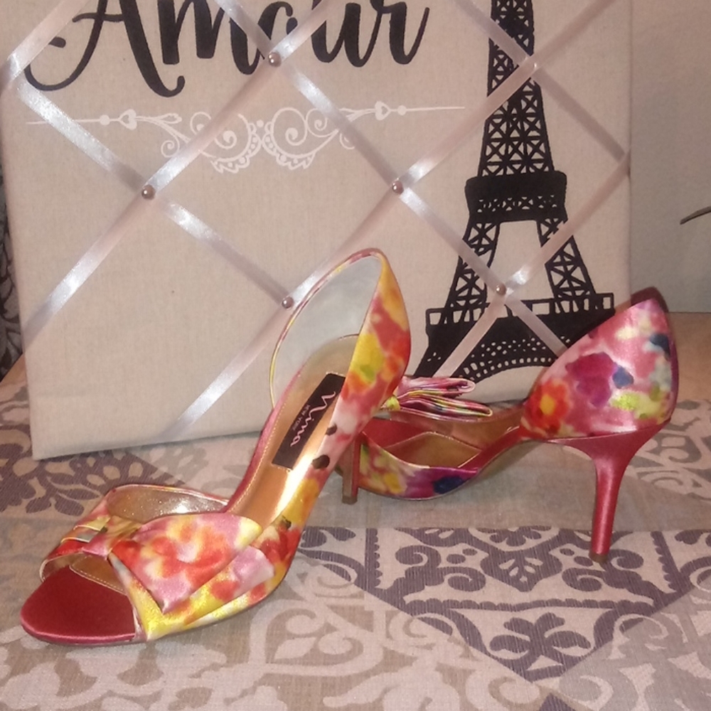 Nina Floral Satin Heels